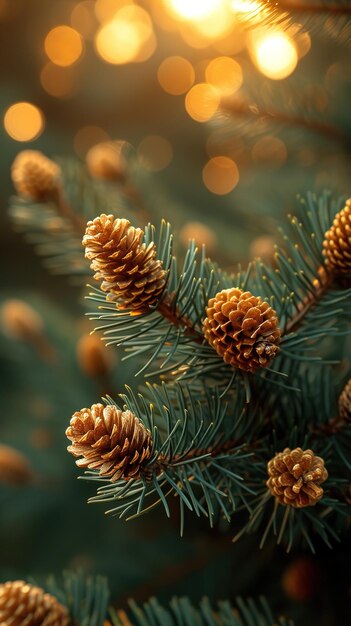 a pine tree with a pine cone on it