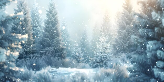 Pine trees covered with snow background Winter Season Ai Generated