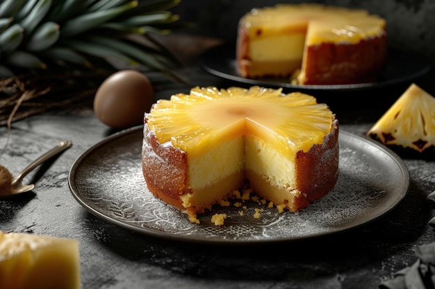 A pineapple cake on a plate