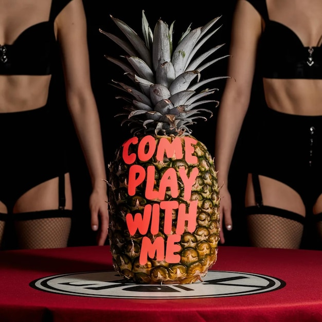 a pineapple cake that says come play with me