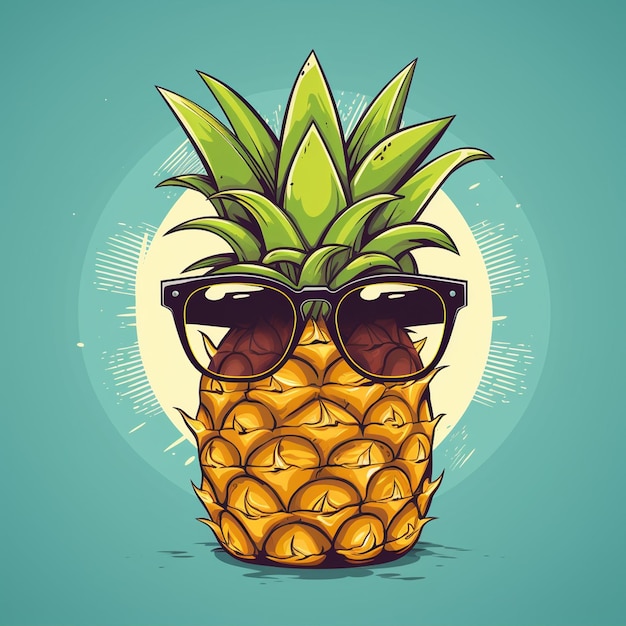 A pineapple cartoon ware sunglasses vector