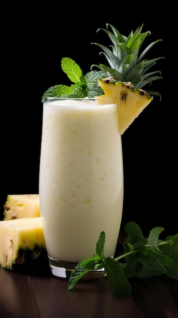 Pineapple Coconut Smoothie Generative AI image