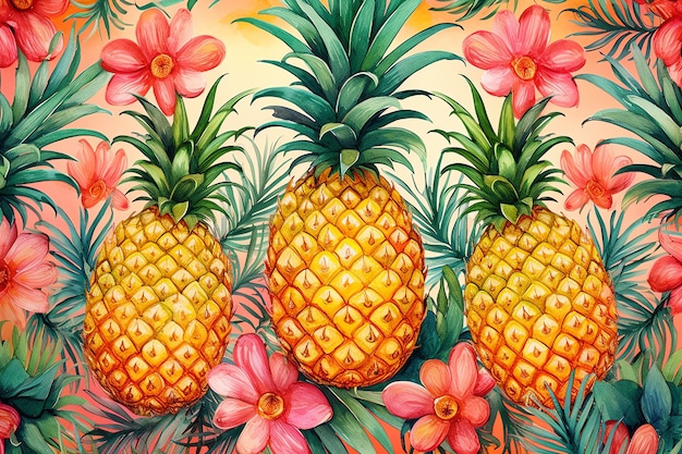 Pineapple Decorations Chinese new year background