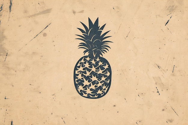 Photo a pineapple drawing on a brown background with a star on the top