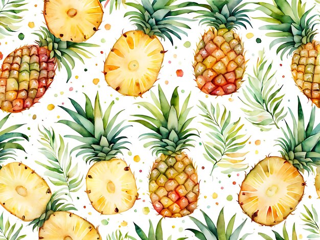 Photo pineapple fruit watercolor background