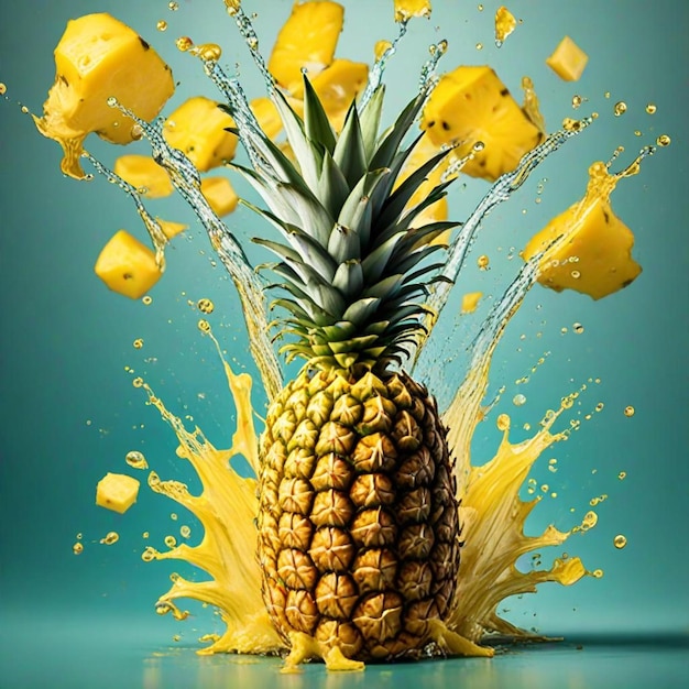 a pineapple is being sprayed with yellow liquid