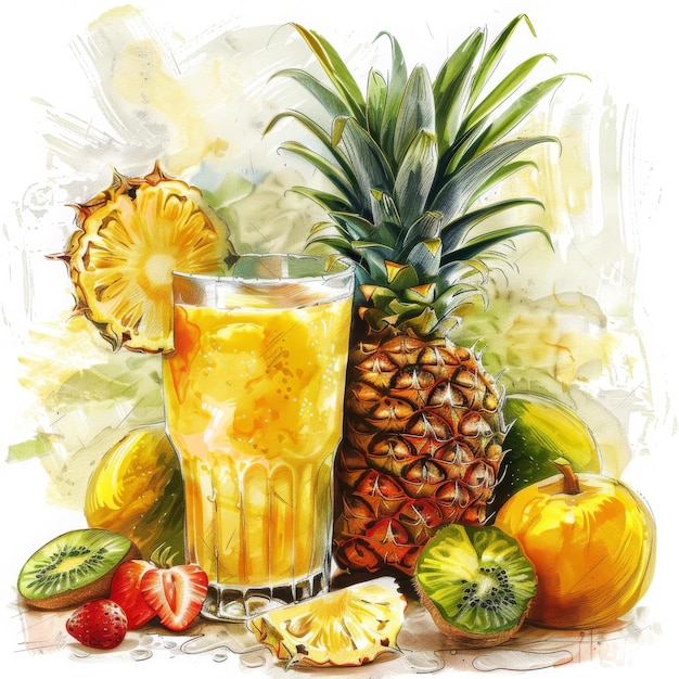 pineapple juice and fruits