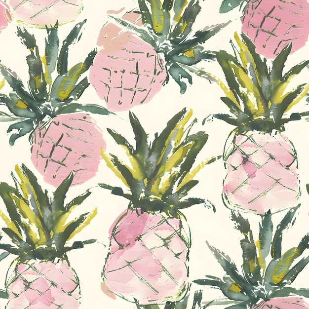 Photo pineapple pattern seamless repeating pattern watercolor