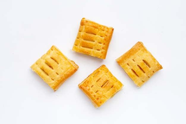 Pineapple pie on white background