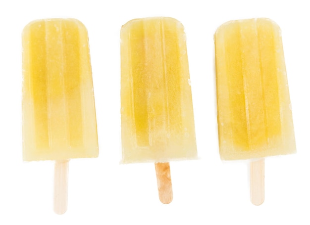 Pineapple Popsicles isolated on white background