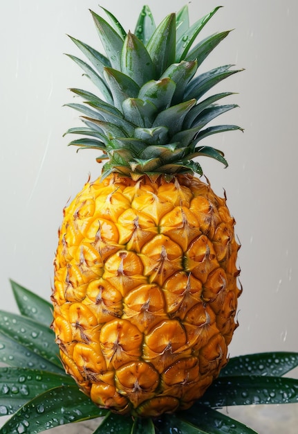 Pineapple Sitting on Top of a Green Leaf A photo featuring a pineapple resting on a vibrant green leaf