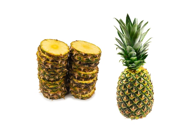 Pineapple slices isolated on white