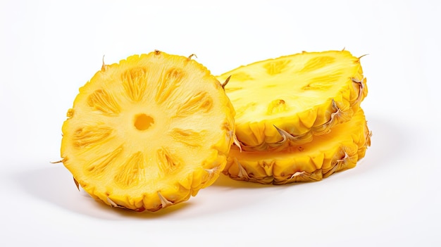 Pineapple slices on white background