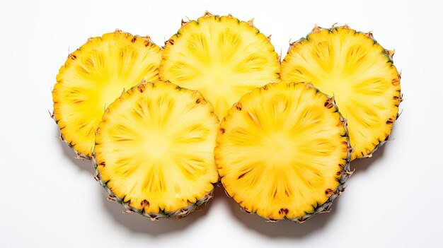 Pineapple slices on white background