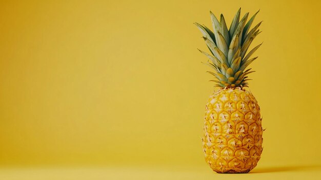 Photo a pineapple on a table with a yellow background