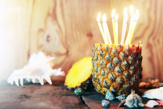 Pineapple with candles