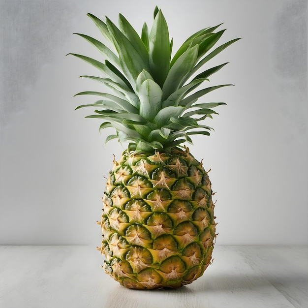 a pineapple with a green leaf on top of it