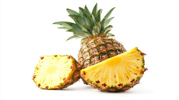 Pineapple with a Piece Isolated on a White Background