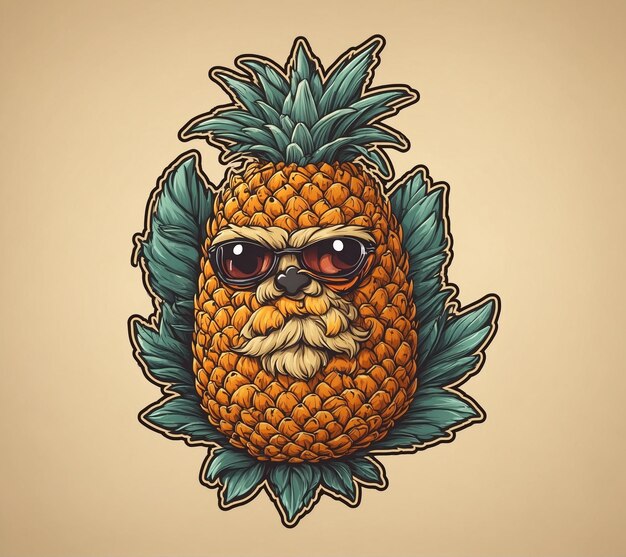 Pineapple with sunglasses Vector illustration of a tropical fruit