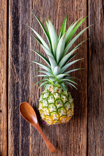 pineapple on wooden table