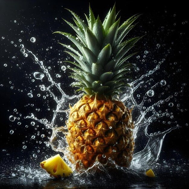 Pineapples fruit Pineapples with water splash