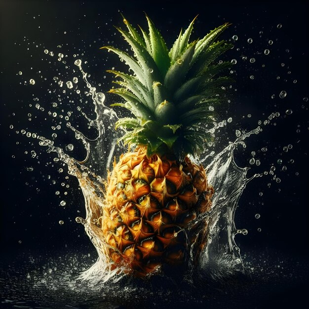 Pineapples fruit Pineapples with water splash