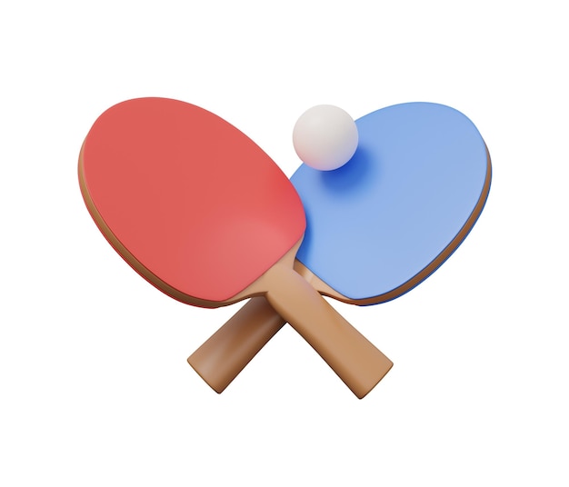 Ping pong racket 3d 3d render cartoon minimal icon illustration