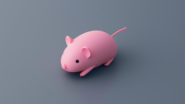 Pink 3D cartoon mouse on a grey background