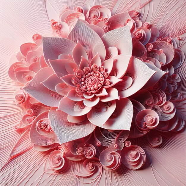 Pink 3D Flowers Generative AI