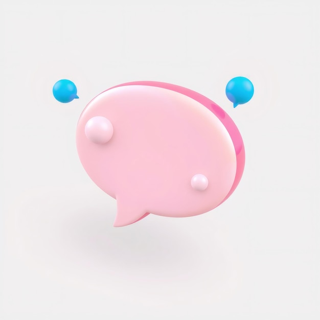 Photo pink 3d speech bubble with blue notification bubbles