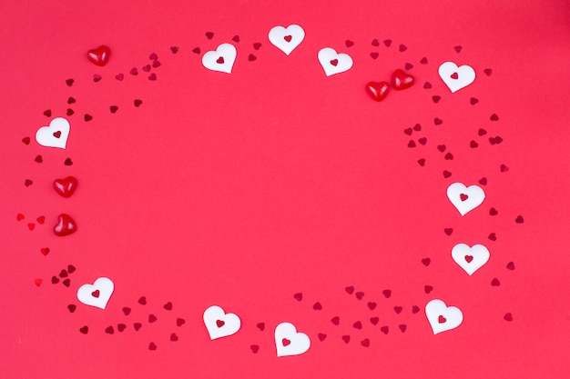 Pink abstract background with hearts