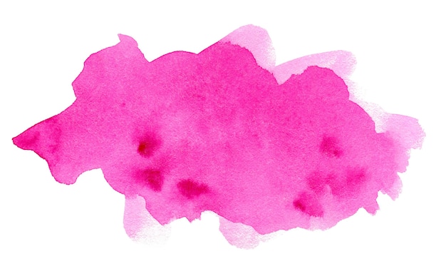 Pink abstract watercolor splash on white background