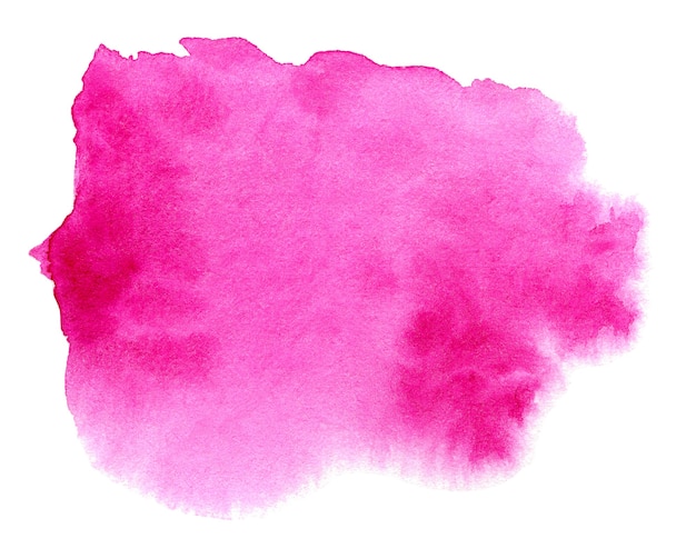 Pink abstract watercolor splash on white background