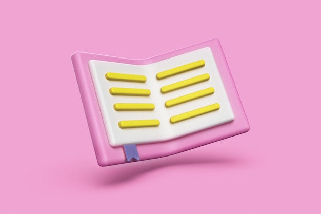 Pink agenda icon made in 3D on pink background with shadow