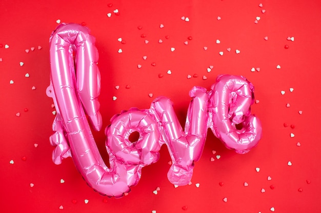 Pink Air Balloon in the shape of the word Love