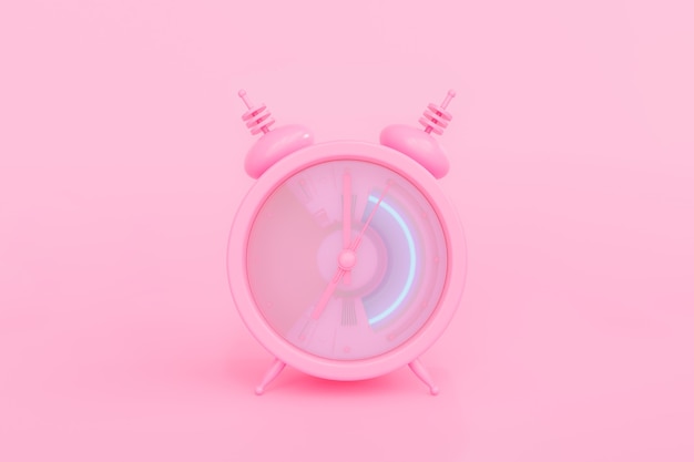 Pink alarm clock with clipping path