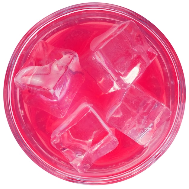 Pink alcoholic or soft cocktail with ice