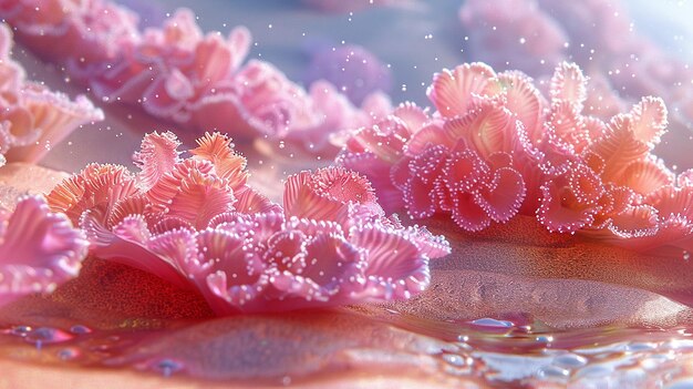 Pink Algae on Red Sand Retro Style