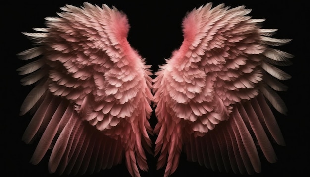 Pink angel wings on a black background