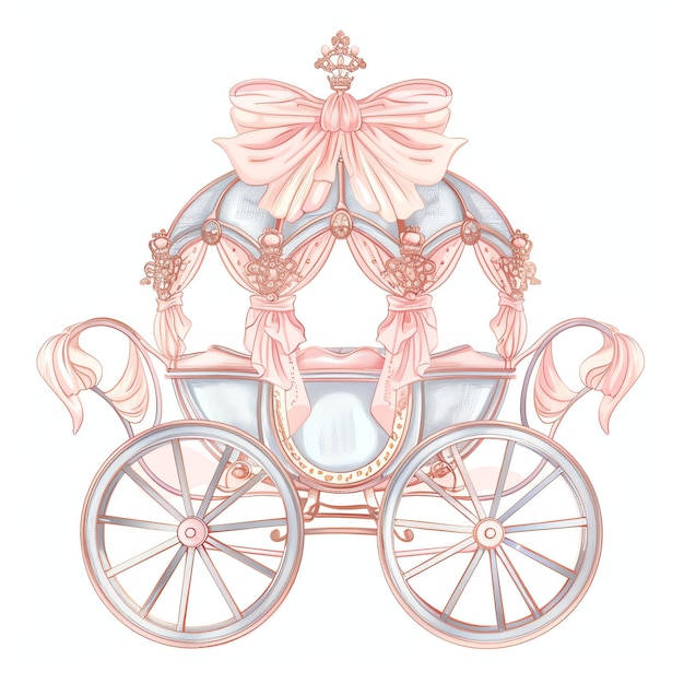 pink anime watercolor royal carriage