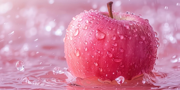 pink apple on water