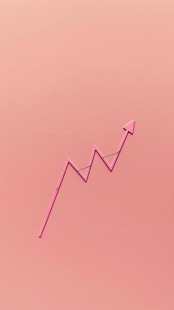 a pink arrow is drawn up on a pink background