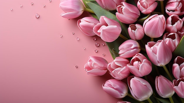 pink background and tulips