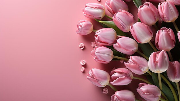 pink background and tulips