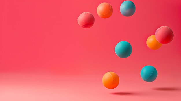 Photo a pink background with balls floating in the air