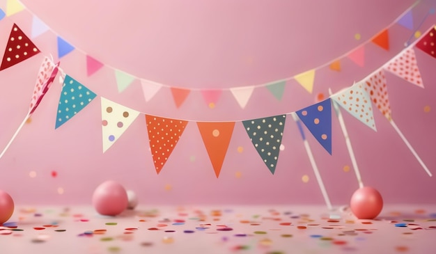 a pink background with a banner that says polka dots