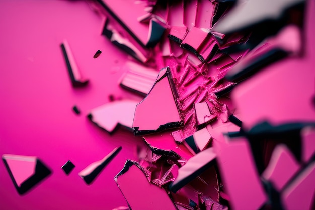 A pink background with a broken glass and the word v on it