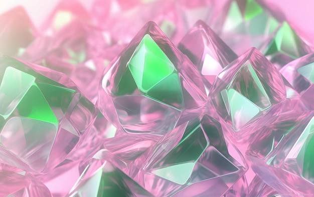 A pink background with a bunch of glass cubes.