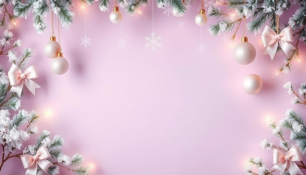 a pink background with a christmas tree and a pink background