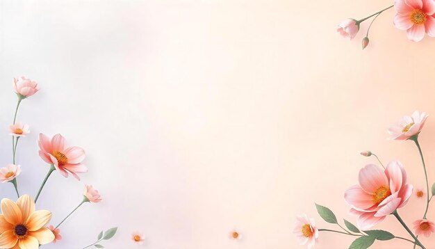 a pink background with flowers and leaves on it